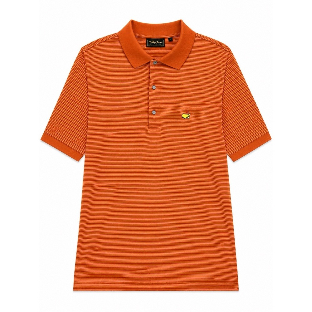 Bobby Jones Collection Polo Shirt Men's Large Orange Striped Masters Golf